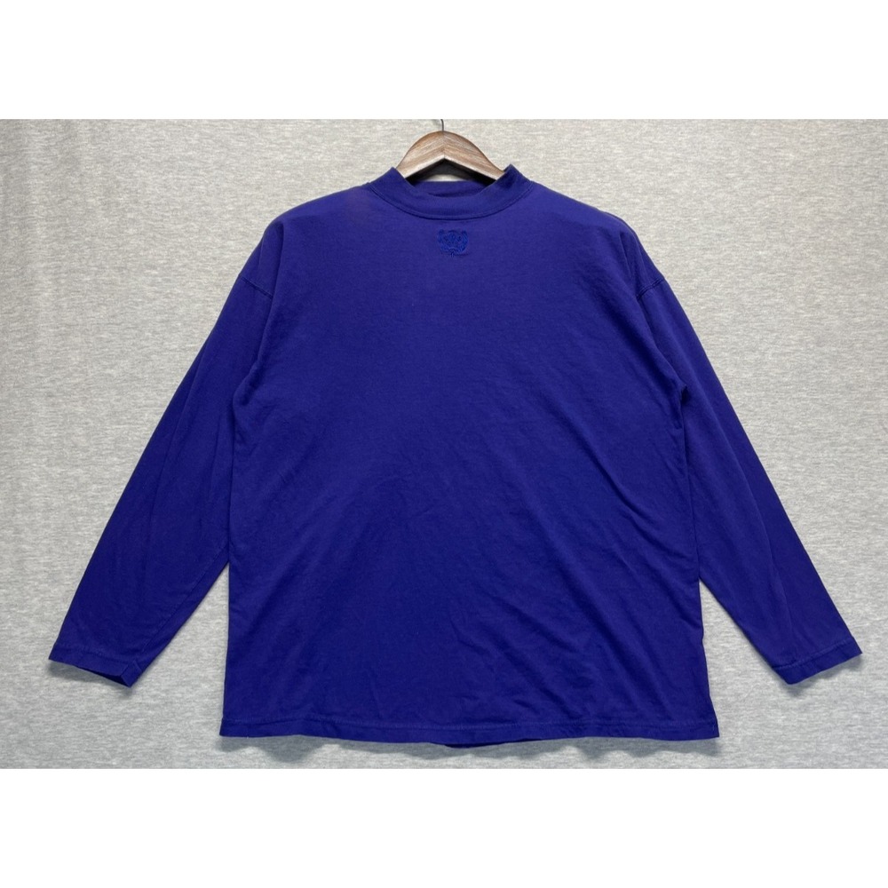 VTG Energie bi Currants Mock Neck Shirt Mens Medium Royal Blue Embroidered Logo